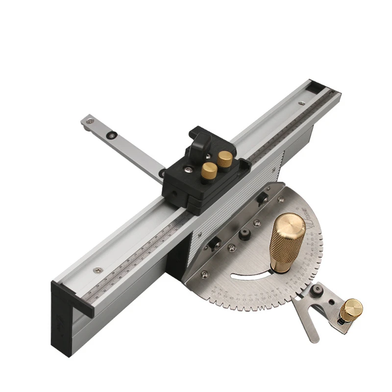 Woodworking Enhanced Fence Miter Gauge Set Table Saw Router Angle Miter Gauge Guide 450mm Alu Mortise Tenon and Flip Stopper
