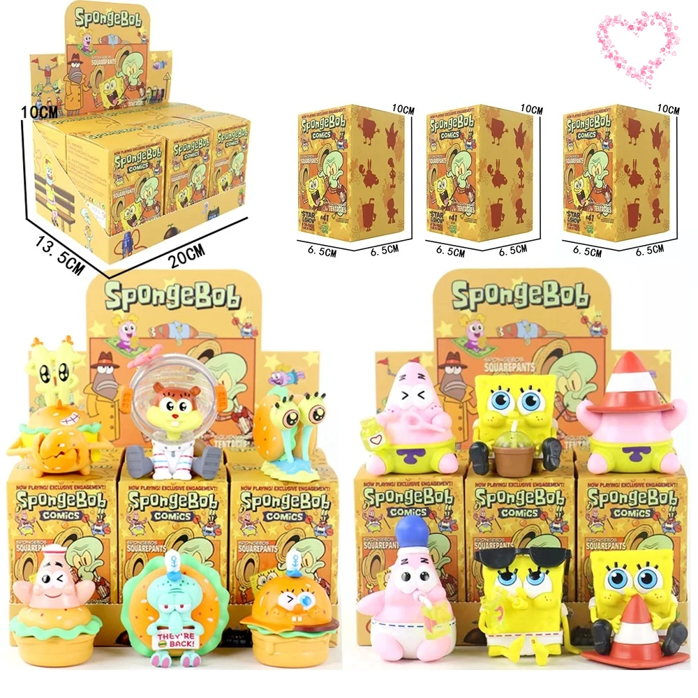 Neue Spongebob Patrick Star Squidward Tentacles Leckerer Krabbenburger Anime-Figuren-Sammlung Modellpuppe Blindbox Spielzeug Geschenk D