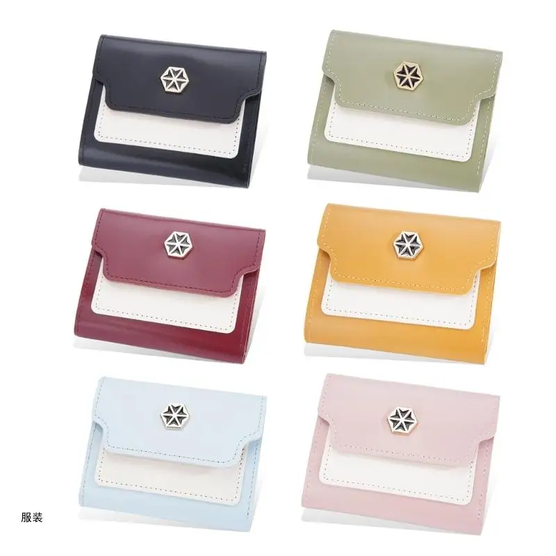 D0UD Fashion Women Wallet Coin Purse PU Leather Money bag Two-color Matching Purses Ladies Korean Version Credit Card Bag