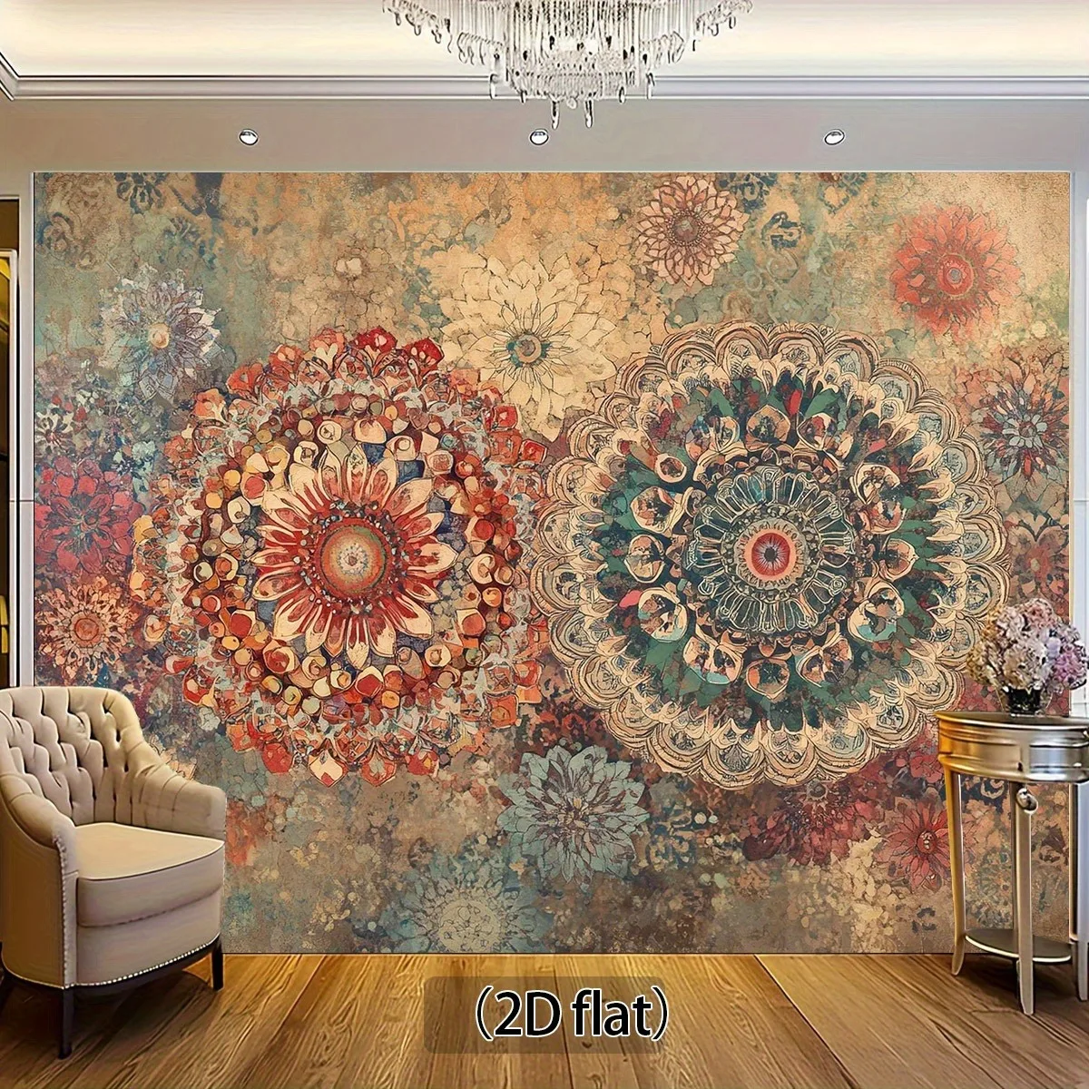 Bohemian Mandala Floral Tapestry Wall Hanging Boho Boho Decor Wall Art Polyester Print for Living Room Bedroom