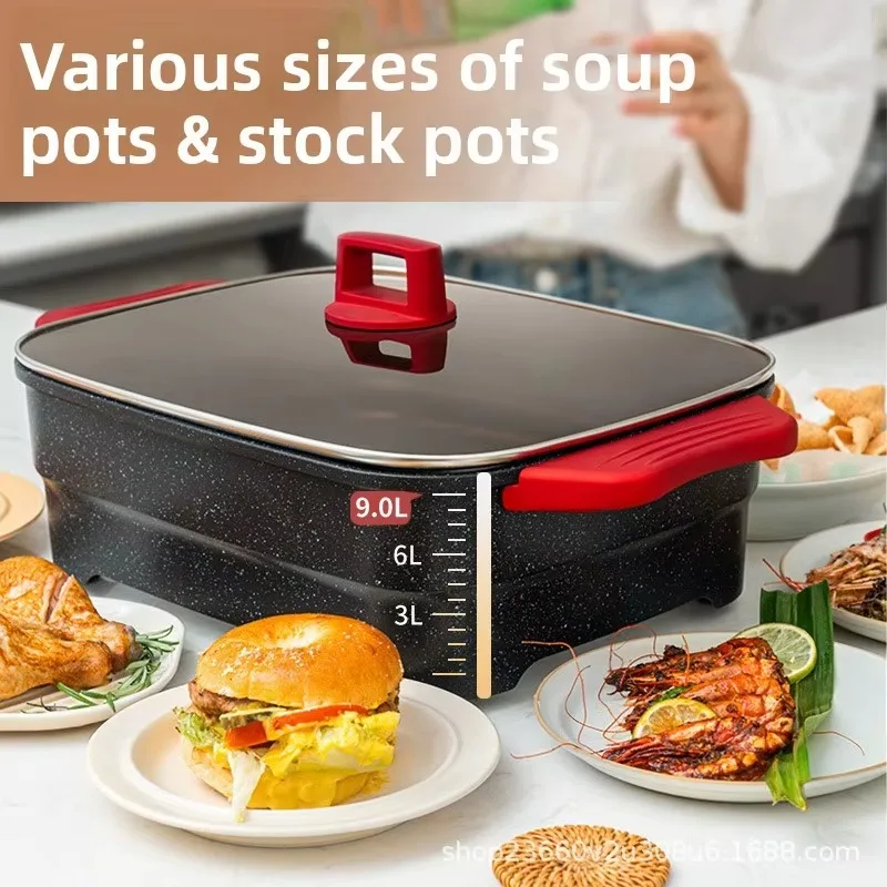 Electric Hot Pot Home Use Multifunctional Integrated Pot Metal Body 1501W Power Knob Control Electric Frying Pan Cooking Pot