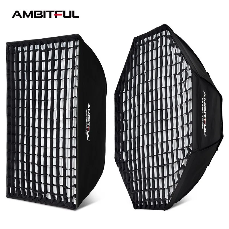 AMBITFUL 60x90cm 22x90cm 30x120cm 35x160cm 95cm Rectangular Octagonal Honeycomb Grid Softbox for Bowens Studio Flash Softbox