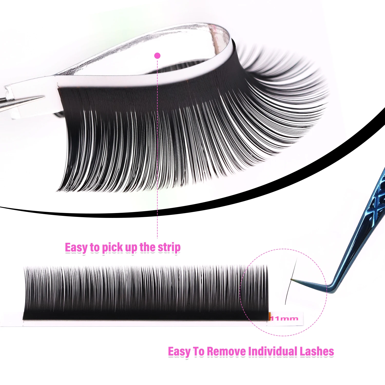 AGUUD Verbesserte 20-Reihen Ultra Matte Bold Black Wimpernverlängerungen Einzeln 0.03 0.05 0.07 0.10 Premium Weiche Volumen-Wimpern Nerz – Detail 12