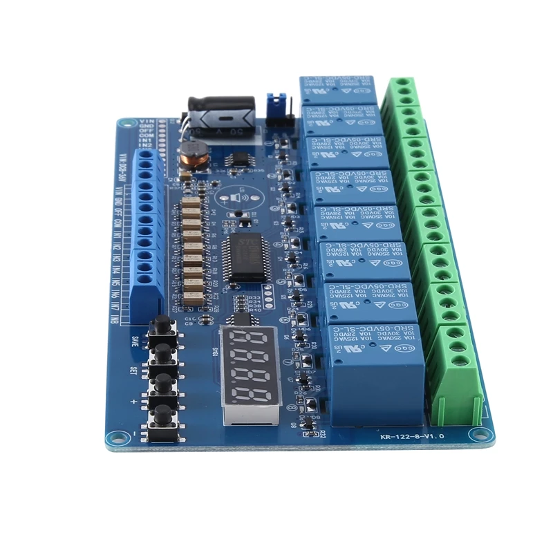 8-Channel Multifunction Time Delay Relay Interface Board Module With Light Couple Red Display