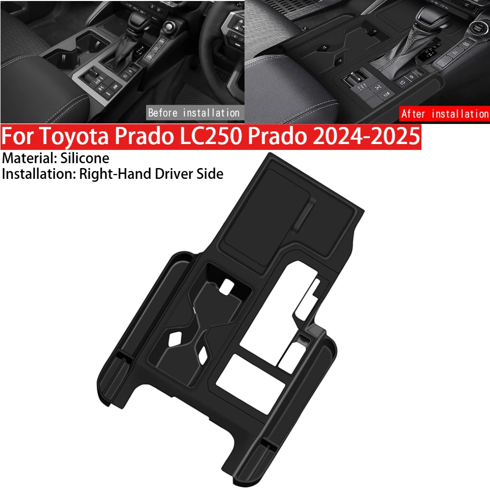 

Right Silicone Gear Shift Panel Pad Center Console Cover Mat Seat Storage Box for Toyota Prado LC250 Prado 2024-2025
