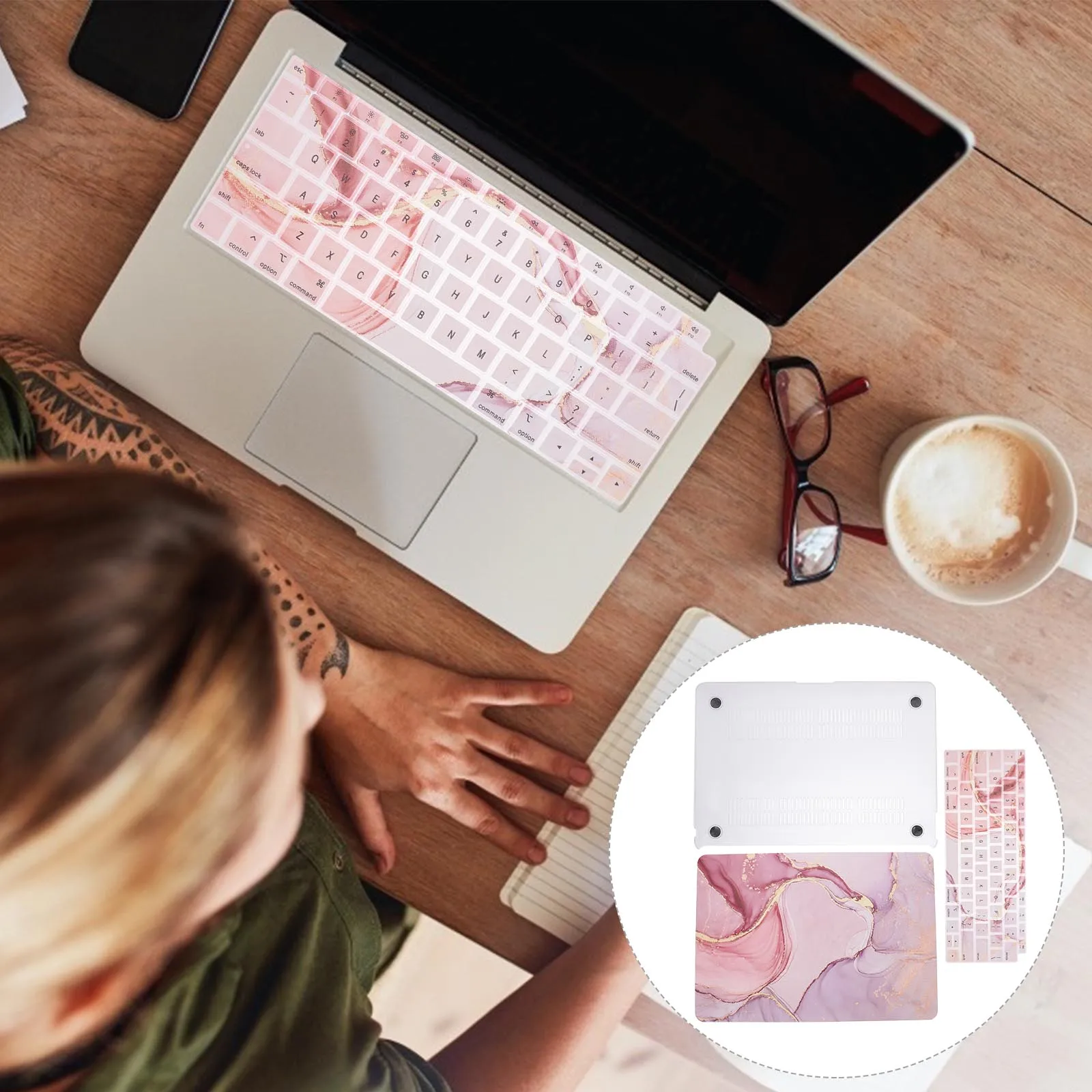 

2Pcs Marble Style Laptop Case Sturdy Plastic Shell for Daily Use Anti Scratch Computer Cover Protector Laptop Case