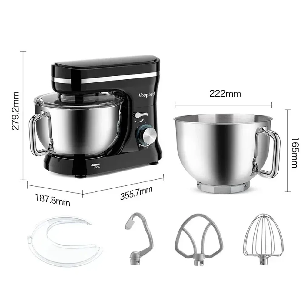 1000 Вт кухонный миксер для еды, машина для шеф-повара, электрический тестомес, 4,5 л, 8 скоростей, настольный венчик для крема, яиц, кухонный комбайн