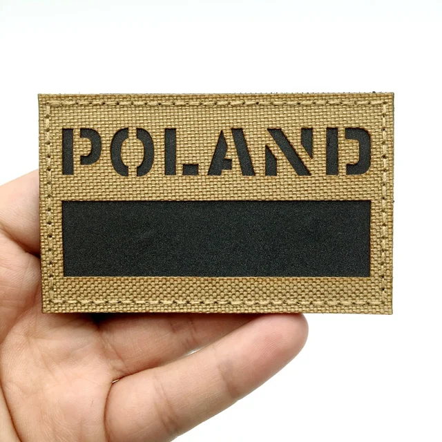1 szt. Odblaskowa naszywka z flagą Polski na podczerwień z haczykiem i pętelką, akcesoria do plecaka taktycznego do odzieży, spodni, butów