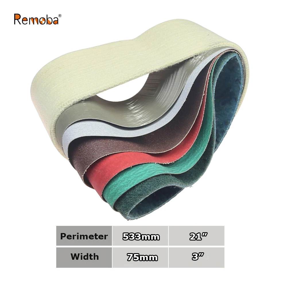 

Шлифовальные ленты для ленточно-шлифовальных машин 3x21 дюймов (533x75 мм), абразивные, керамические P36 - AO P1500, A3 - A65, из циркония, нетканые, войлочные