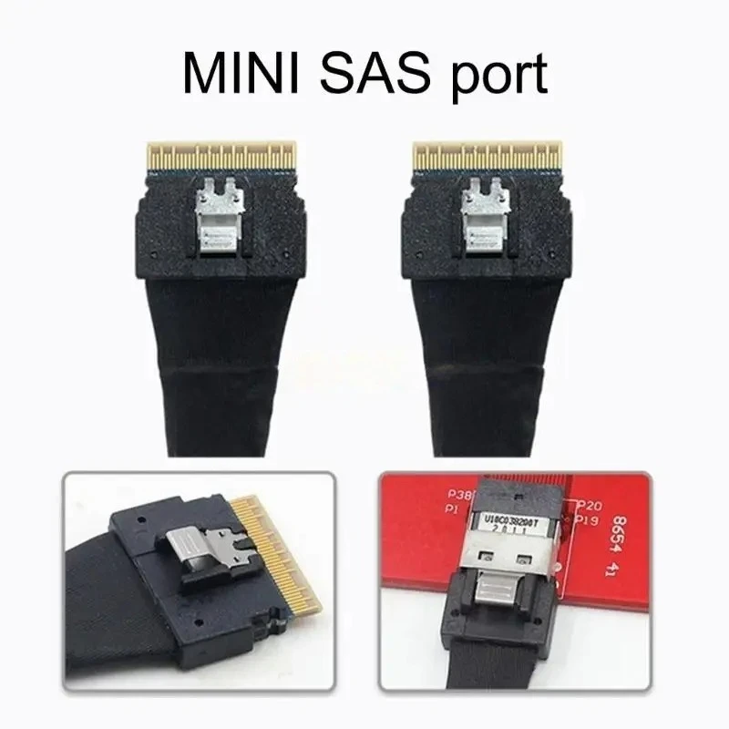 SFF-8654 Slimline 8i 74Pin Male to 74Pin SFF-8654 SAS4.0 Male Extender Cable 50cm/80cm Internal Server Cable