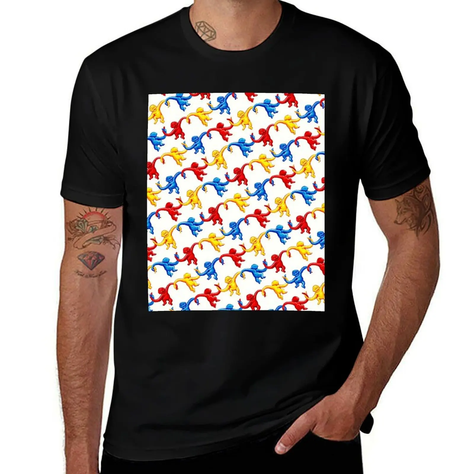 

Barrel of Monkeys Pattern T-Shirt boys animal print Man t-shirt anime men t shirts