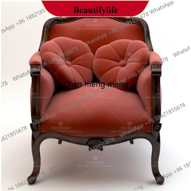 

M182 French solid wood fabric single sofa retro creative tiger chair designer sofa chair