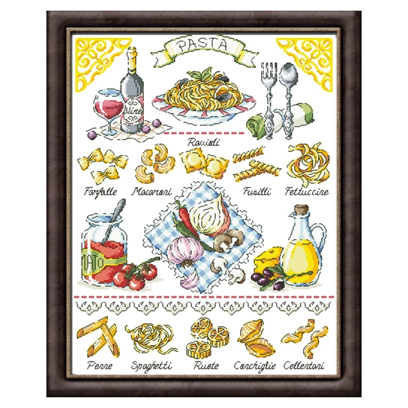 

Cross-stitch kit DIY embroidery toolkit optional printed handcrafted saga delicious pastries Cartoon kitchen