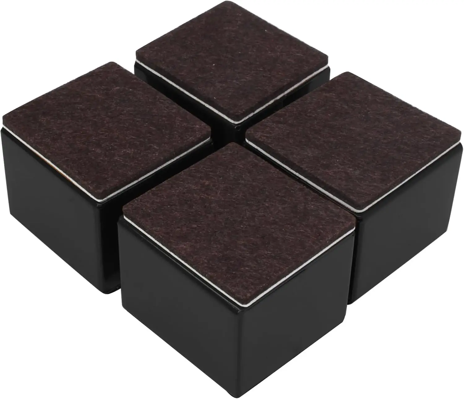 

Self-Adhesive Furniture Risers Set of 4, Square Lift Risers Table Sofa Risers with Felt Pad - Adds 2 Height, Black