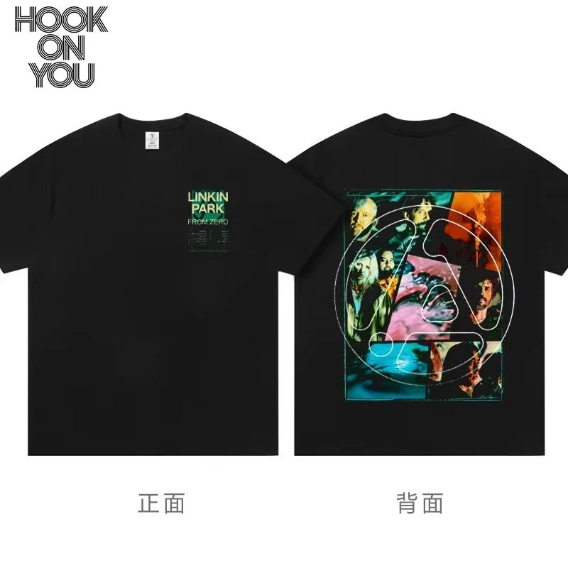 تي شيرت لينكين بارك من Zero New Album Tour المحيطة للرجال والنساء، ملابس فضفاضة بأكمام قصيرة