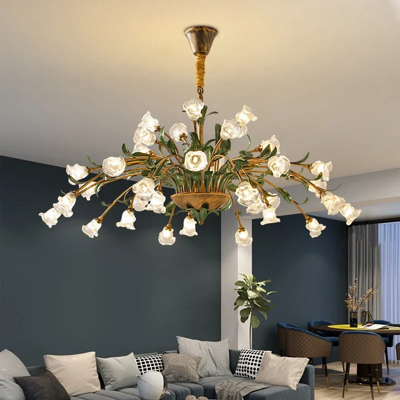 DEBBY American Pastoral PendantLamp French LED Creativity Flower Living Room Dining Room Bedroom Home Decoration Chandelier