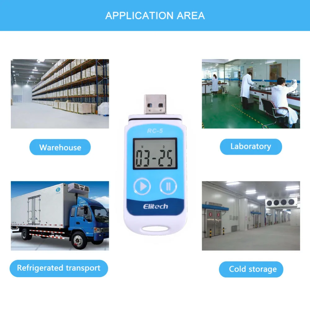 RC-5 Hochpräziser digitaler USB-Temperaturdatenlogger für Lager, Lagerung, Kühltransport, Labor