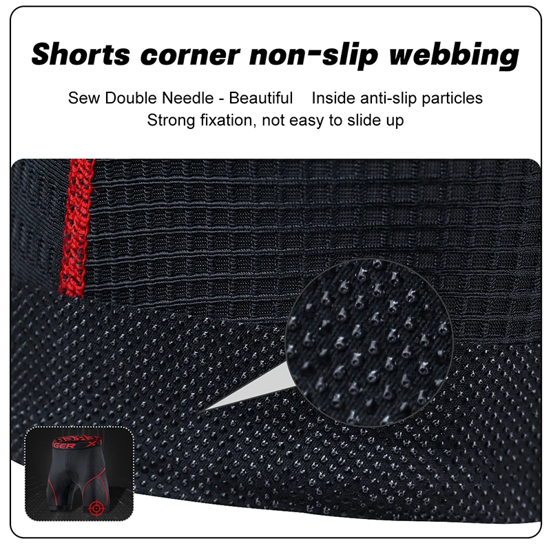 X-TIGER Herren-Radunterwäsche-Shorts, 5D-gepolstert, für Sport, Reiten, Fahrrad, Fahrrad, MTB, Liner-Shorts mit rutschfesten Beingriffen – Detail 11