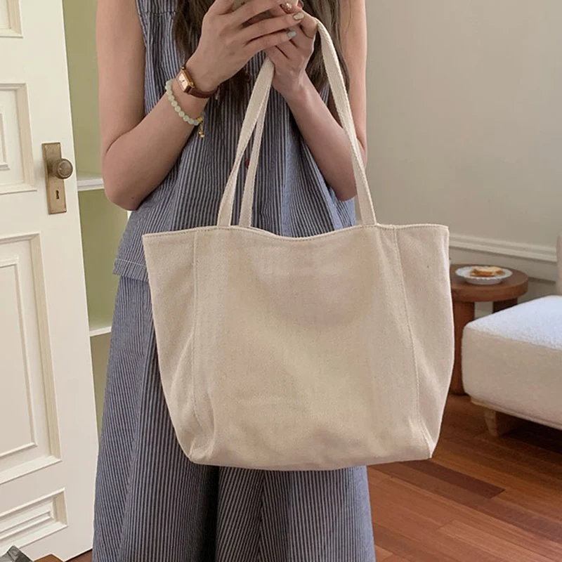 

2026 Women New Large Capacity Tote Bag Korean Style Twill Canvas Bag Fashion Female Lightweight Commute Casual Shoulder Bags