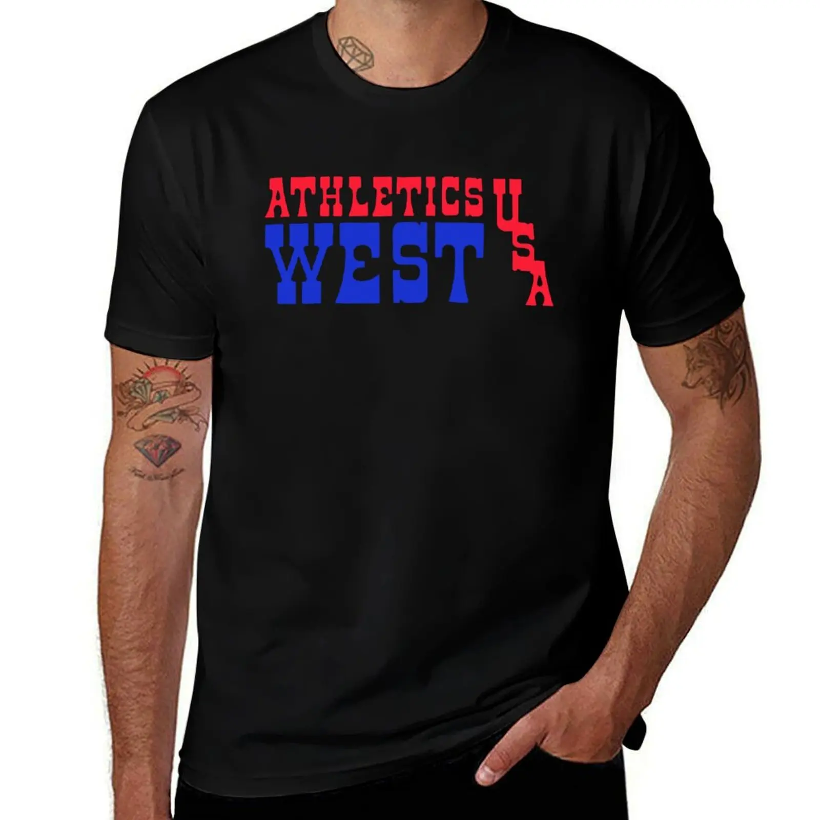 

Athletics West 1979 Red-White-Blue T-Shirt Funny t-shirts street wear boys animal print mens graphic t-shirts