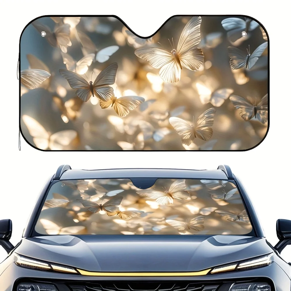 

1pc Ethereal Butterflies Car Sun Visor Telescopic Pole Sunshield For High Roof Vehicles Height Adjustable Vehicle Accessory Univ