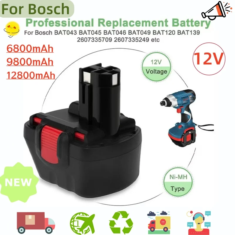 

100% новая никель-кадмиевая аккумуляторная батарея 12 В/14,4 В 12,8 Ач, подходит для Bosch PSR12V AHS GSB GSR BAT038 BAT040 BAT140 BAT159
