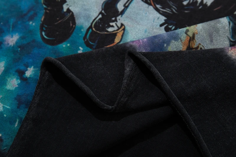 Herren Grafik-T-Shirts mit Weltraum-Astronauten-Motiv, Streetwear im Vintage-Look, Oversize-Baumwollkleidung, Sommer-Kurzarm-Oberteil – Detail 7