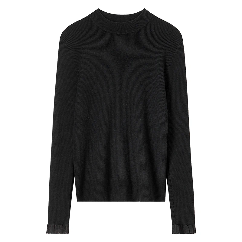 SENTUBILA Women Basics Wool Blend Knitted Sweater 2024 Autumn Winter Pullovers Long Sleeve Knit Tops Comfort Knitwear W43H56566