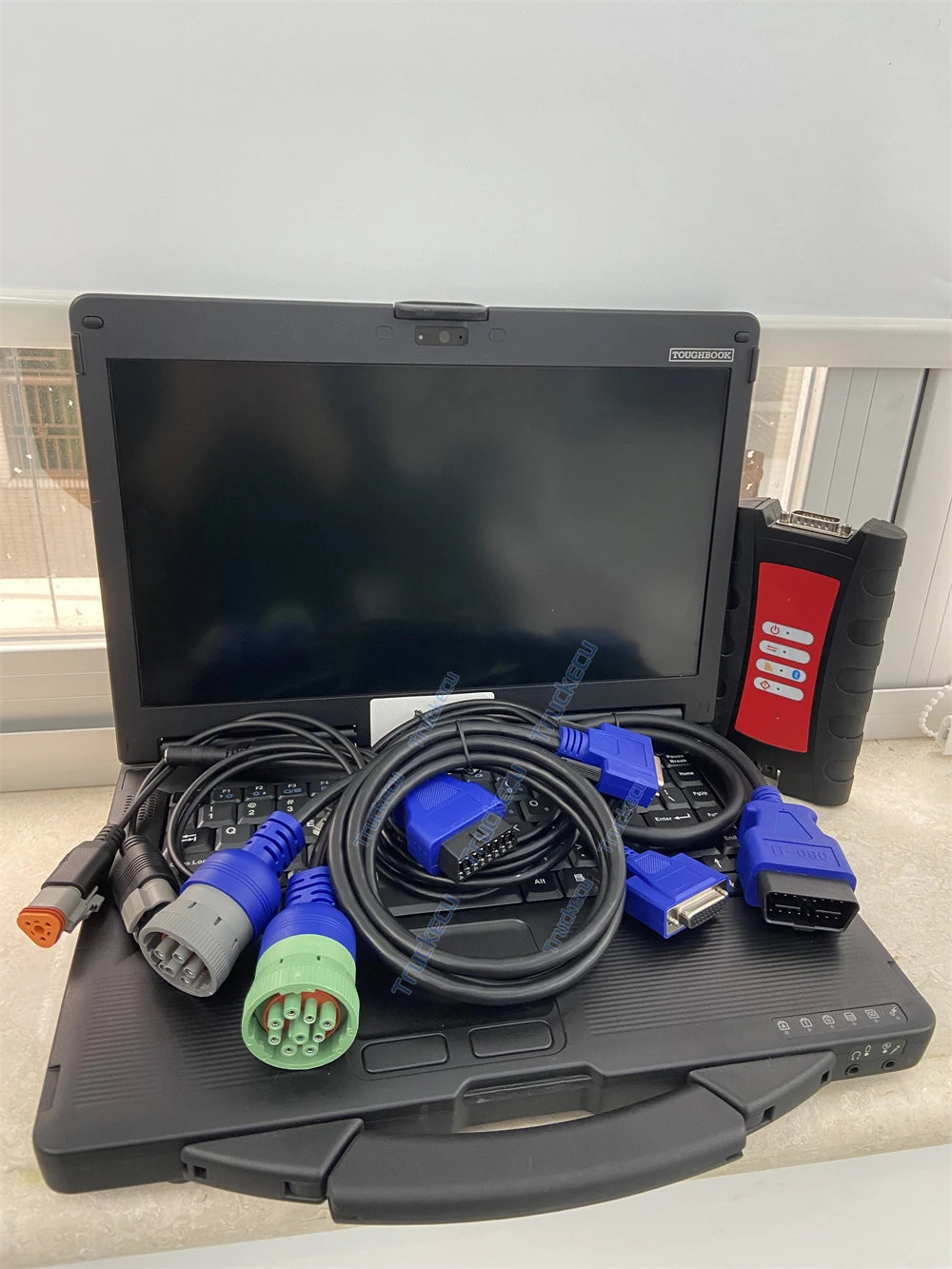 Complete INLINE 7 Diagnostic Kit CF53 Laptop Data Link Adapter Heavy Duty Diesel Truck Fault Scan Tool