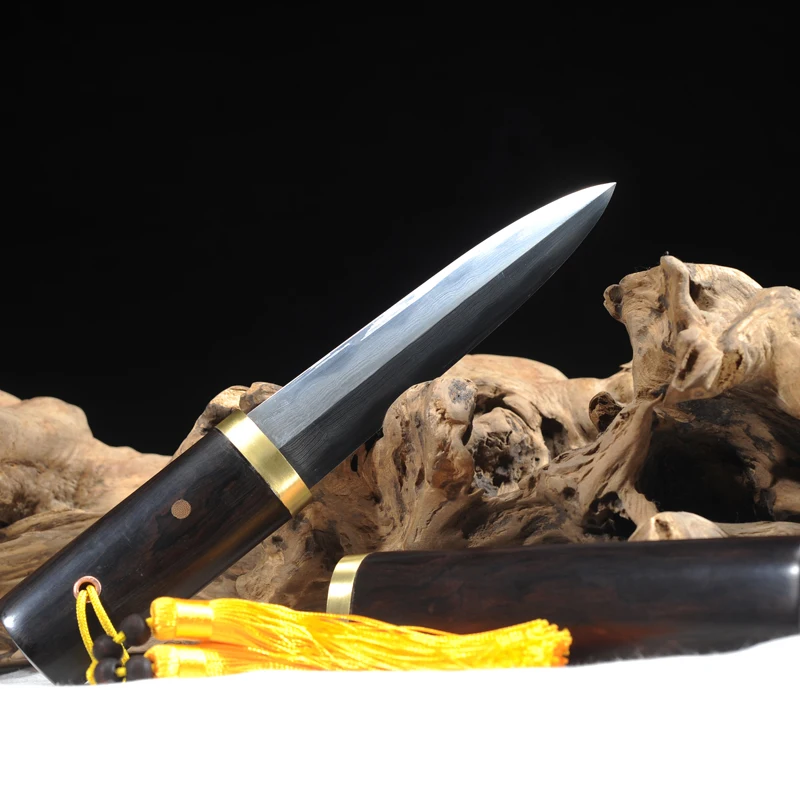 Chinese Tang Sword Folded Steel Clay Tempered Real Hamon Blade Ebony Wood Scabbard Shirasaya Katana Dragon Tanto Home Decor view 3
