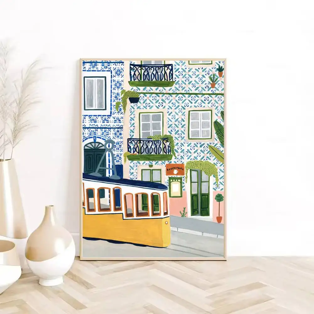 بسيطة الشمال مدينة نمط اللوحة-ملصق فني HD لزجة الجدار مقاوم للماء غرفة المعيشة المنزلي غرفة نوم النوم بار الديكور الجمالي #5