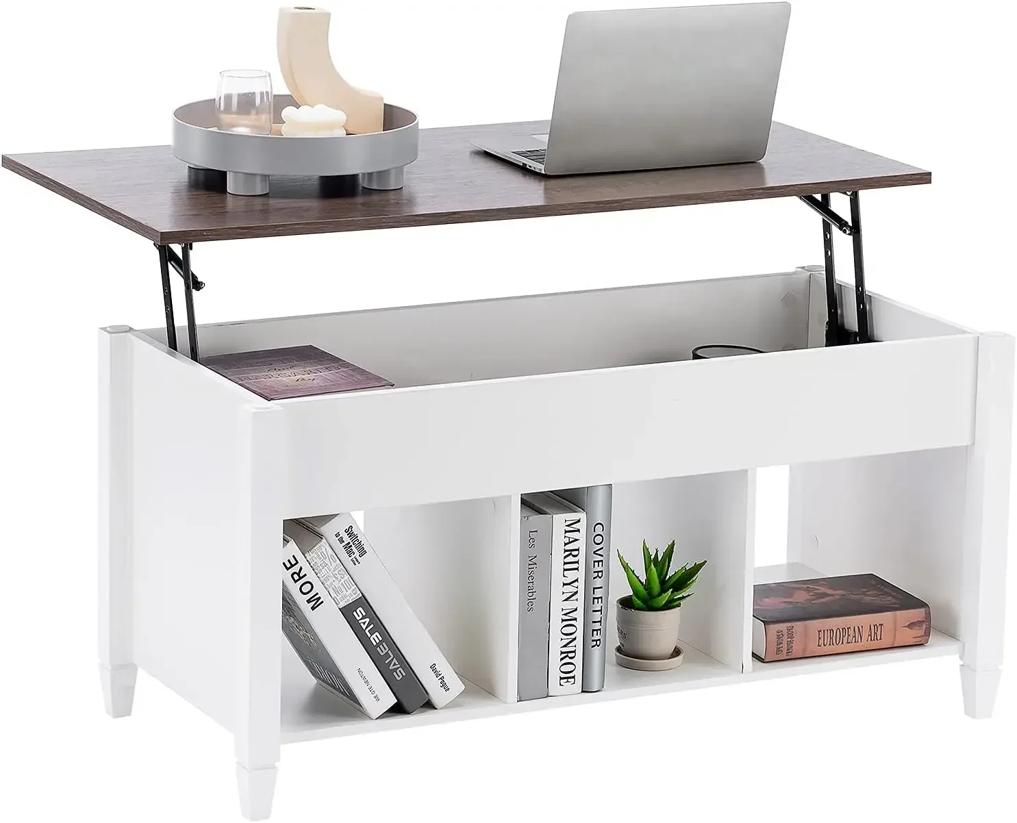 

# Hot White Coffee Table With Lift Top, Lift Up Coffee Table With Storage Shelf/Hidden Compartment, Pop Up Coffee Table