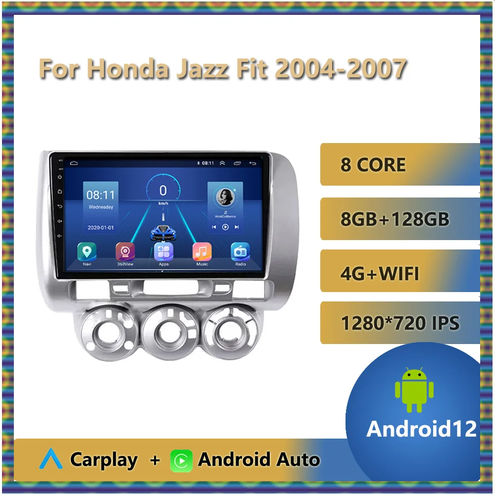 

Carplay Car Radio Multimedia DVD Player For Honda Jazz Fit 2004 - 2007 Right Hand Drive Auto Autoradio Head Unit FM AM Bluetooth