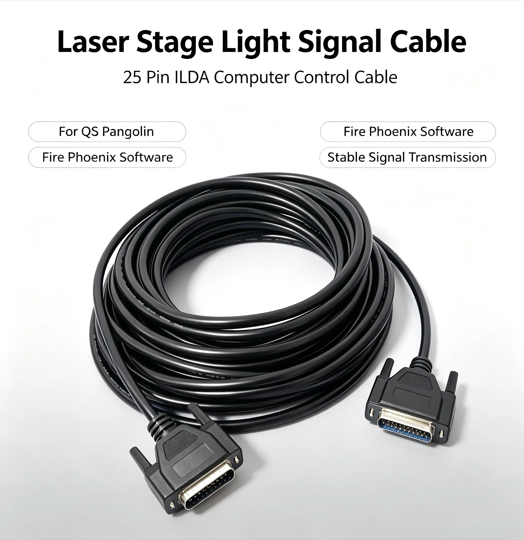 Laser Stage Light Signal Cable 25 Pin ILDA Computer Control ForQS Pangolin Fire Phoenix Software Connection Cable