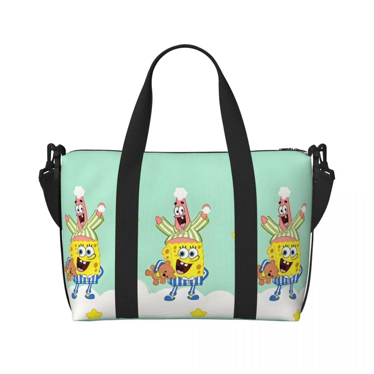 

Пляжная большая сумка из губки Боб на заказ, женская милая мультяшная пляжная сумка с большим отделением для спортзала, дорожные сумки