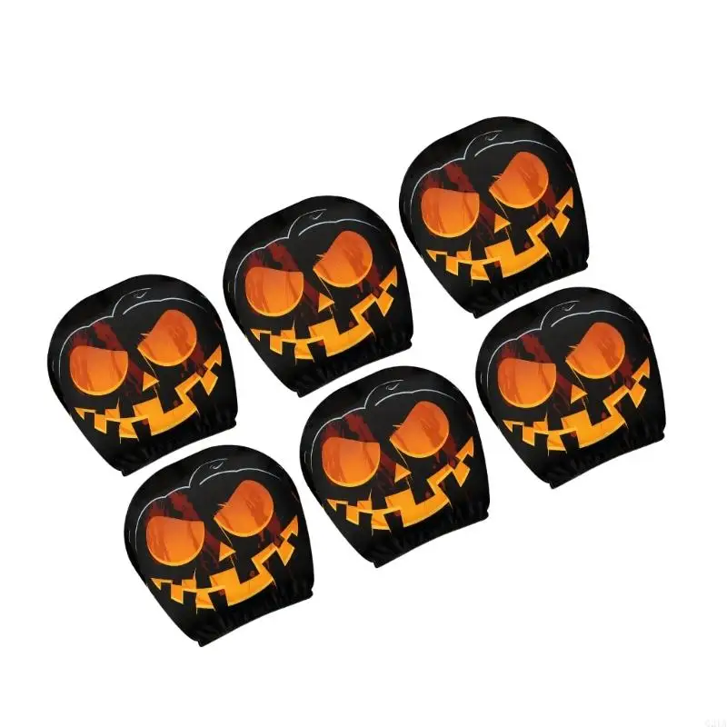 

Universal Car Headrest Covers with Evil Pumpkins Pattern Comfortable Polyester Quick Installation Car Headrest Protectors