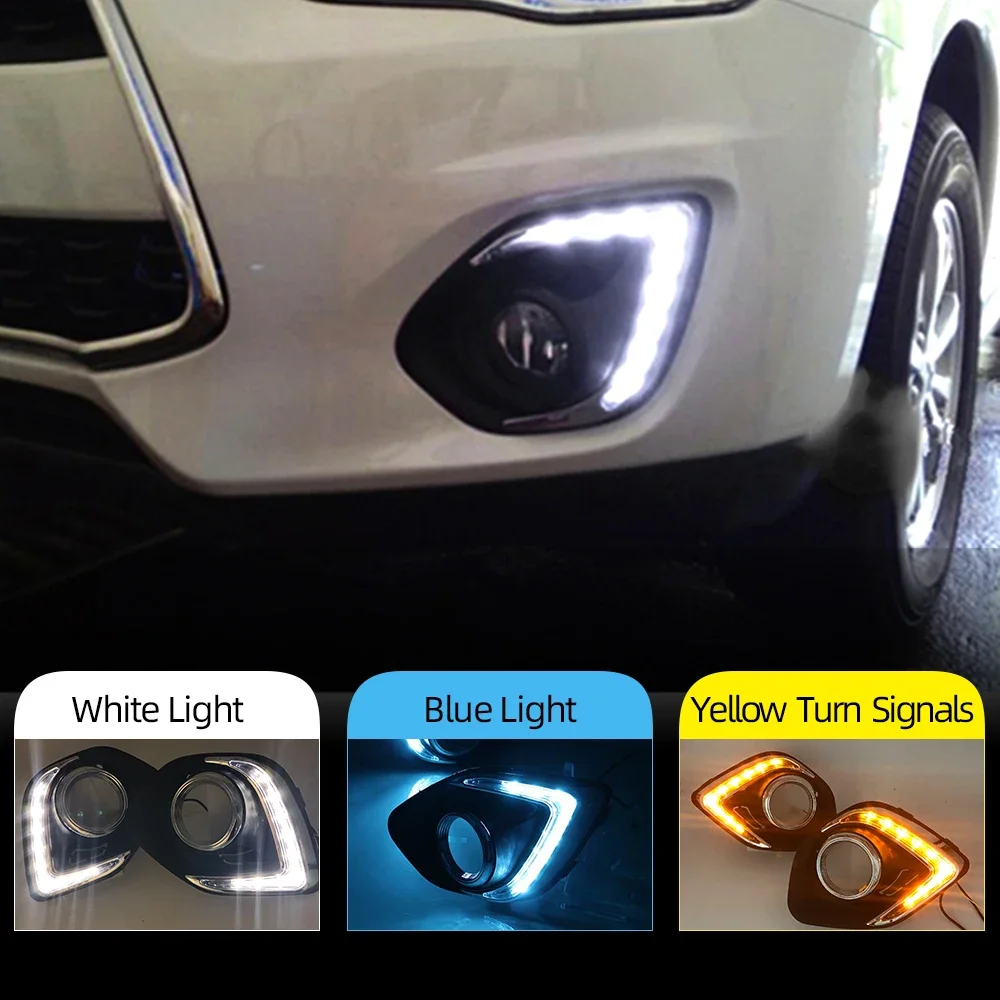 New！ Car DRL For Mitsubishi ASX 2013 2014 2015 LED Daytime Running Lights Daylight Waterproof Fog Head Lamp cover turn signal