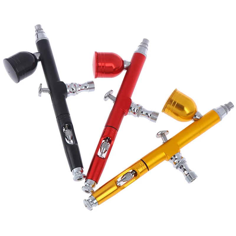 

1 комплект, красный/золотой/черный, двойного действия, гравитационная подача, 0,3 мм, распылитель, аэрограф, пистолет для дизайна ногтей, инструмент для татуировки