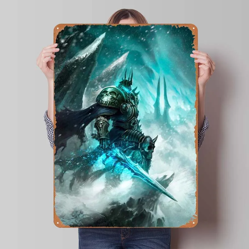 W-World Of Warcraft Posters Decoration for Home Game Signs Wall Art Vintage Metal Tin Sign for Gamer Room Wall Decoration Retro