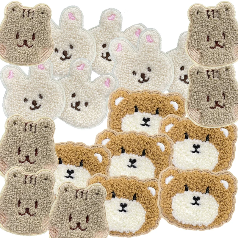 Parche bordado chenilla conejo y oso de dibujos animados para coser - imagen 5