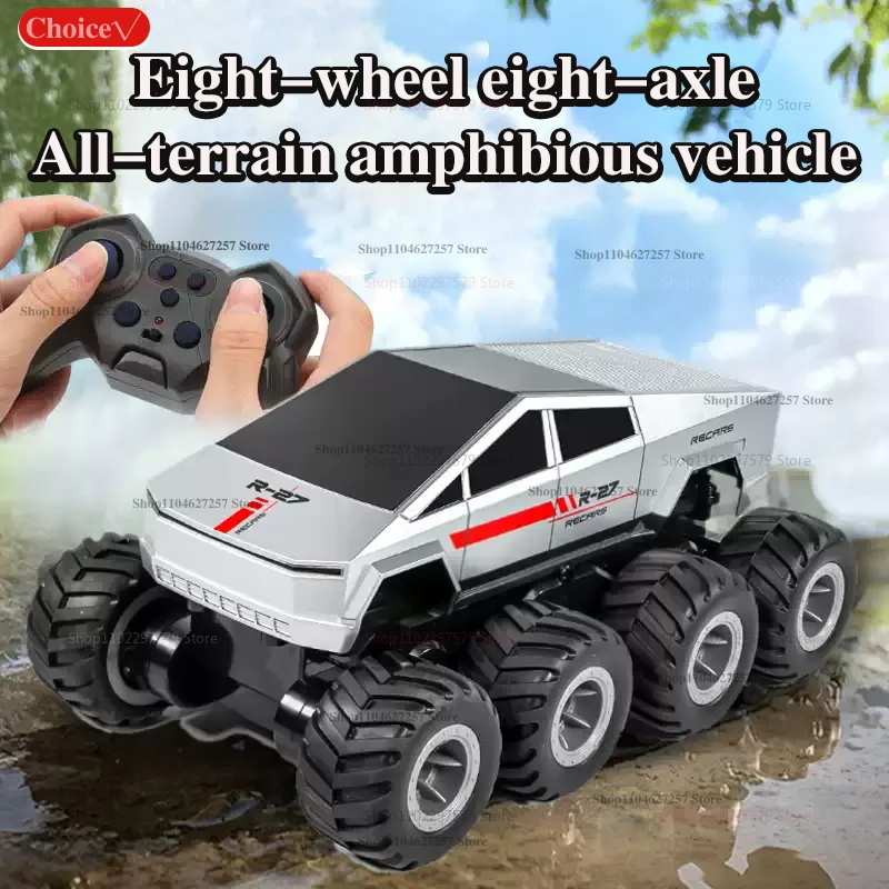 2025 جديد 8 عجلة سايبر مركبة يتم التحكم بها عن بُعد 8WD الوحش البرمائي مع الإطارات العملاقة للطرق الوعرة لعب المياه لعبة RC سيارة هدية عيد ميلاد للأطفال
