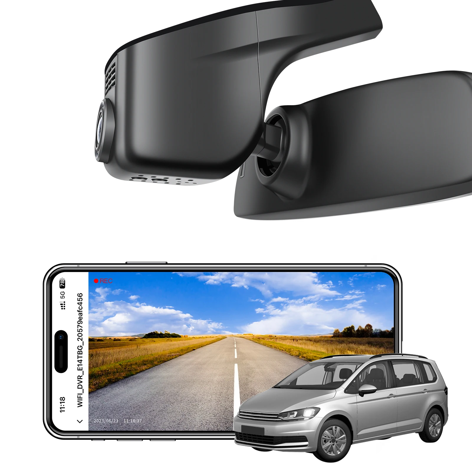 4K Dashcam voor VW Polo 2018-2024 Caddy 2016-2026 Touran 2016-2024 Auto Recorder (Model A) GPS WiFi APP Nachtzicht Dashcam - afbeelding 1