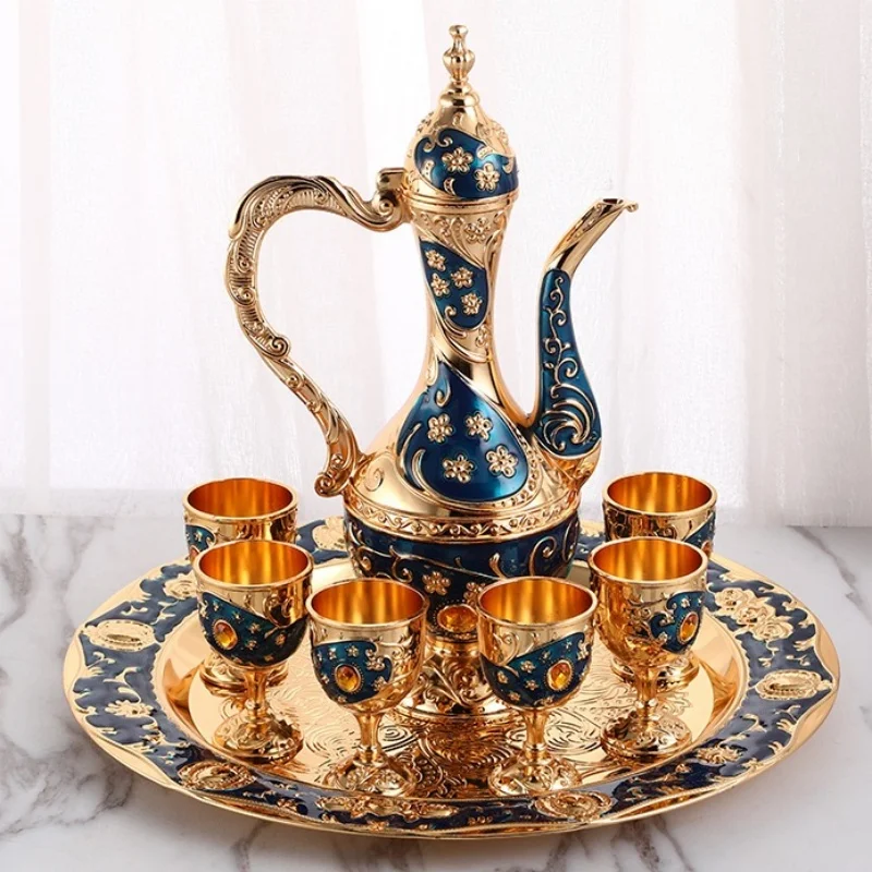 

Винный набор, набор стекол для домашнего вина из сплава, европейский изысканный винтажный бокал для вина, креативное украшение для рабочего стола, 1 комплект