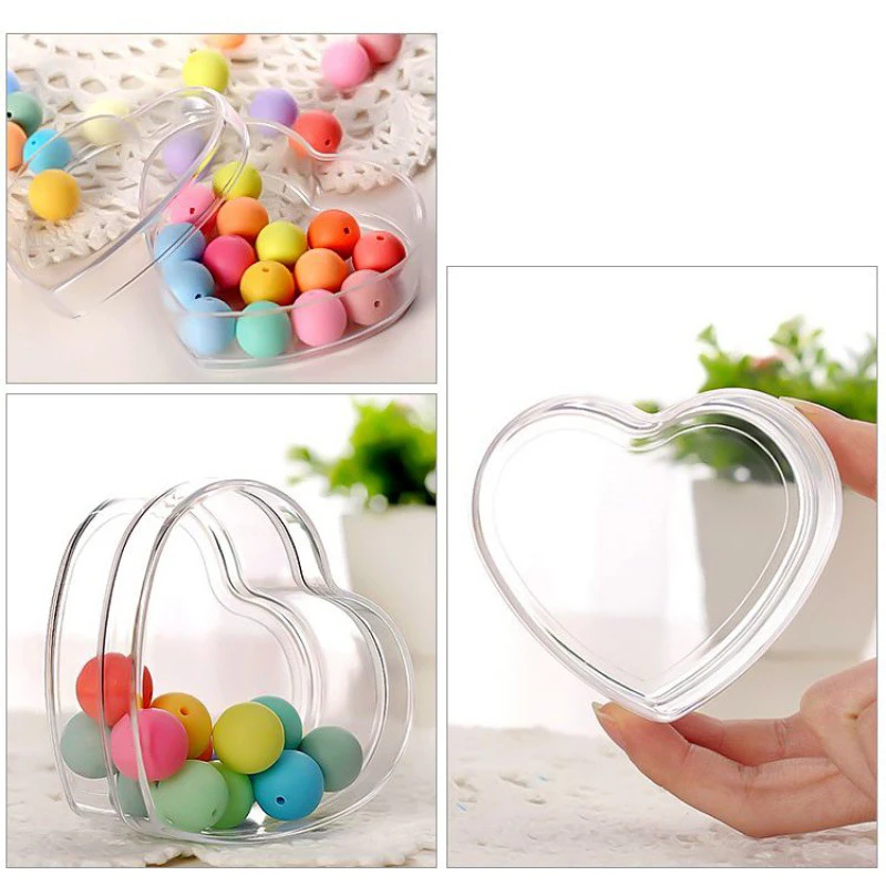 Mini Storage Box Heart Shape With Cover Flower Shape Sundries Storage Box Transparent Multipurpose Jewelry Organizer Boxes