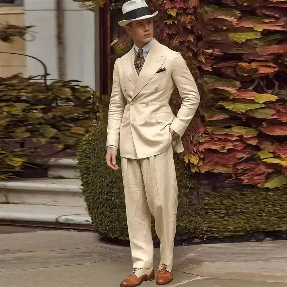 

Классический мужской костюм цвета хаки из льна, 2 предмета, с острыми лацканами, двубортный, приталенный, для свадьбы, выпускного вечера, вечеринки, на заказ, подарки