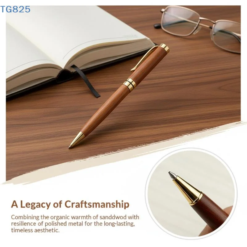 【AN】【SA】Premium Metal Ballpoint Pen With Wood For Smooth Writing Experience And High-End Design-Black Ink-Office-With Case