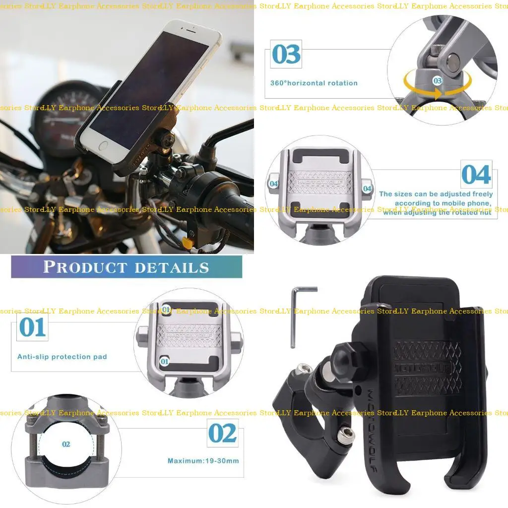 

462E Bike Phone Holder 360° View Phone Holder for Smartphone Shockproof Mount