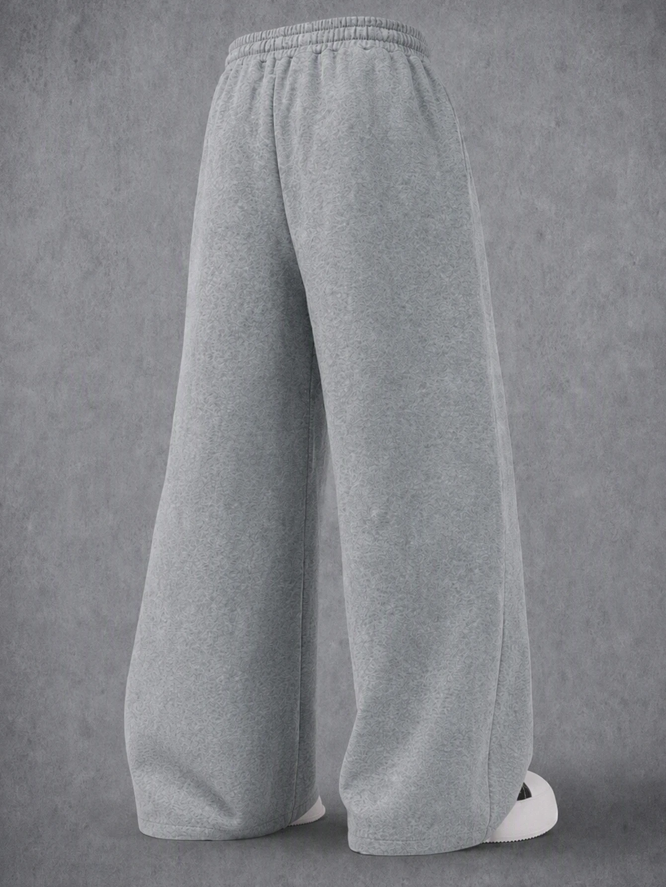 Men's Wide Leg Sweatpants, Double Drawstring Elastic Waist, 3D Cut Stitching, Small Logo Embroidery, Draping Fabric, Loose Floor-length Cut, Side Seam Pockets, Streetwear Casual Long Trousers