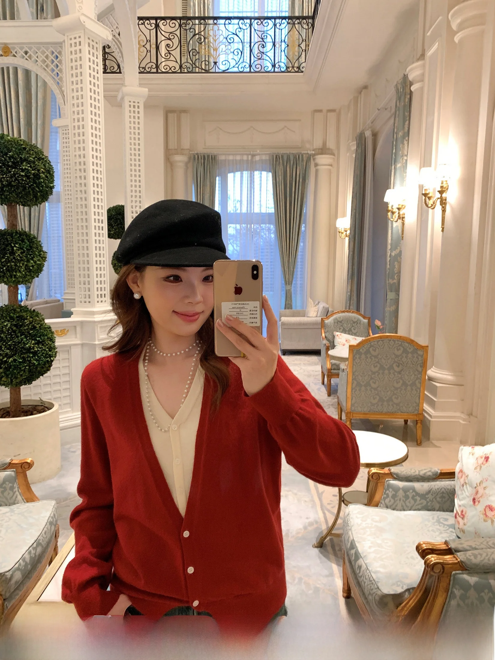 

Red V-Ne Sweater Women's Winter Loose Fit Color Blo Slimming Knittedwear Casual Sle Long Sve Casual Faion