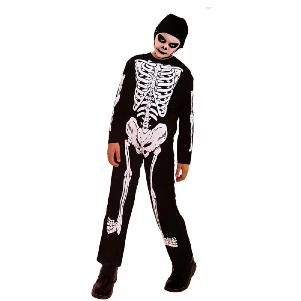 Hete Verkoop Halloween Kinderen Horror Skull Pak Bodysuit Kid Cosplay Party Kostuum Zentai